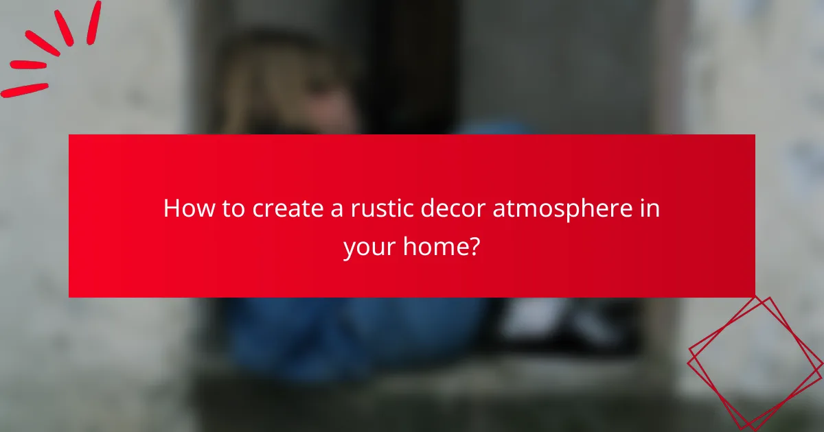 How to create a rustic decor atmosphere in your home?