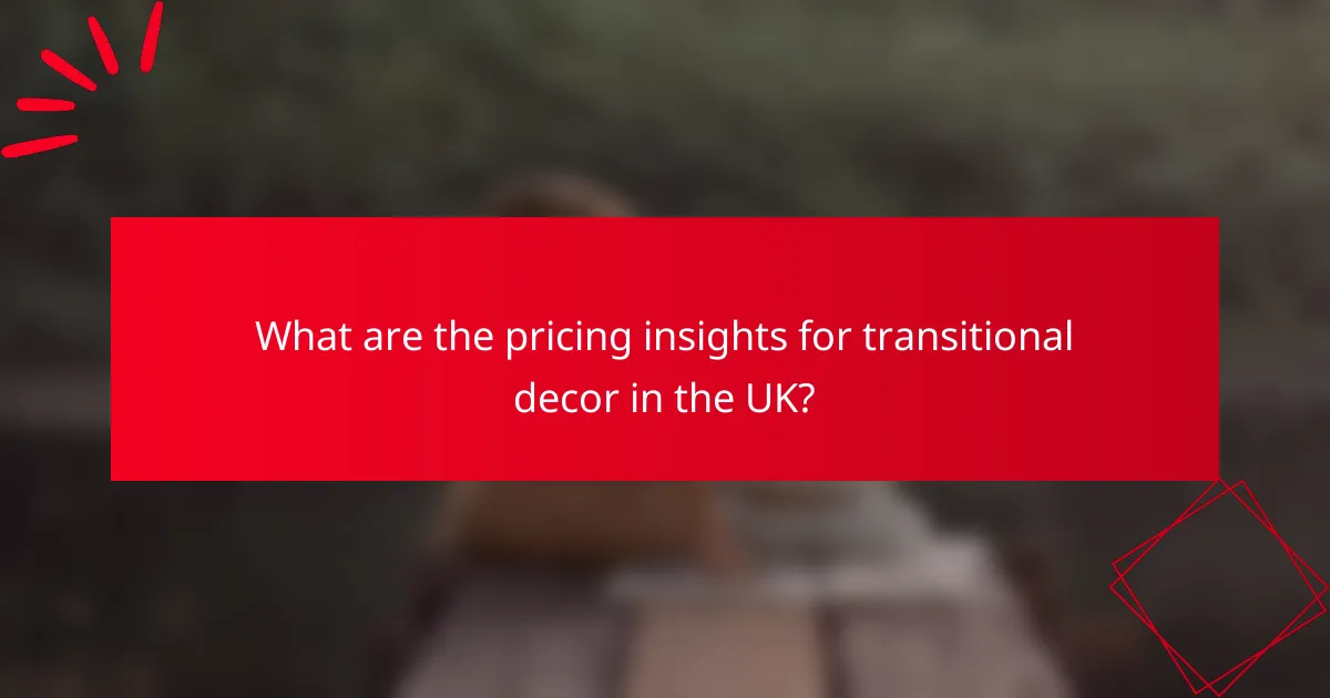 What are the pricing insights for transitional decor in the UK?